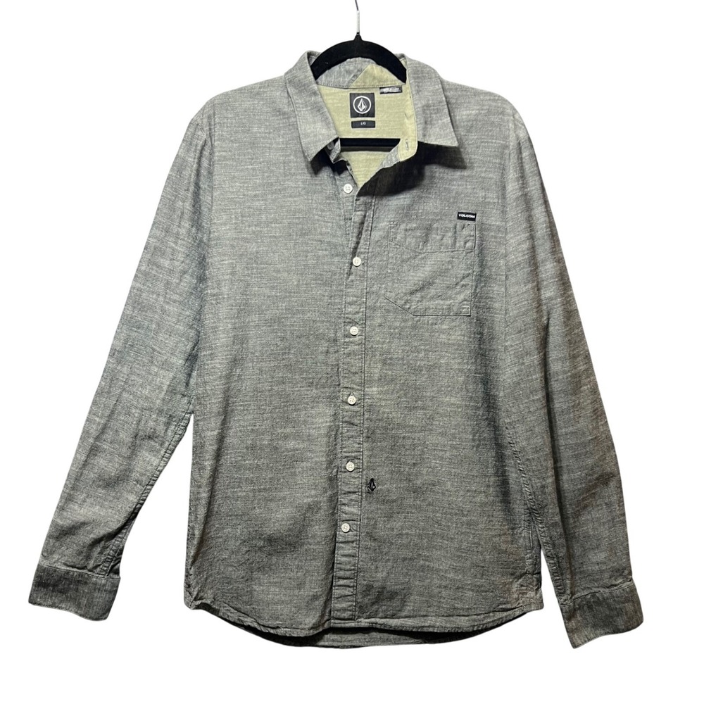 Volcom Button‎ Down Shirt Long Sleeve Casual Gray Mens Large